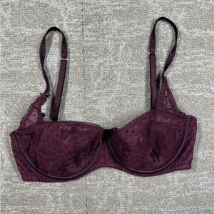Lace Underwire Bra - Deep Plum 32DD